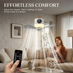 7200mAh Rechargeable Camping Fan with LED Light, USB Ceiling Tent Fan with 4 Speeds, Remote Control, Timer, Detachable Blades, Portable Outdoor Car Camping Fan