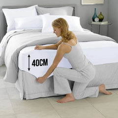 40cm Extra Deep Fitted Sheet – Solid Color Deep Pocket Sheet, Soft & Breathable Microfiber Bedding, All Seasons, Hotel-Quality, Machine Washable, Single, Double, King & Super King Sizes