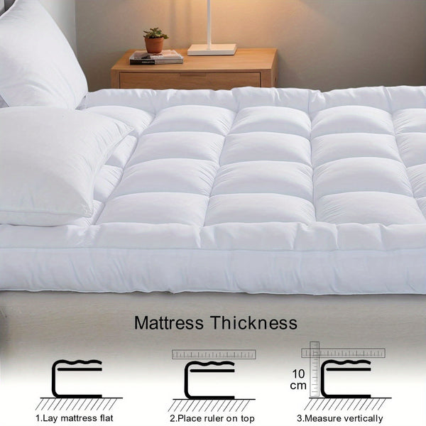 Hotel Quality 10cm Extra Thick Mattress Topper With Deep Fitted Elastic Corners Luxury Mattress Topper For All Seasons And for all Sizes Available Single, Small Double, Double, King, And Super King