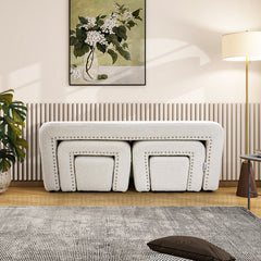Boucle Fabric Bed End Stool 5-piece Set, Leisure Changing Shoes Stool, 5 Combination Stools, Sofa Footrest, Soft and Comfortable Bedside Bench, Suitable for Living Room Bedroom Rest Room