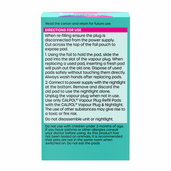 Calpol Vapour Plug in & Nightlight, + 30 Refill Pads, Lavender & Chamomile