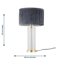 Aura - Satin Brass Table Lamp with Black Pleated Velvet Shade