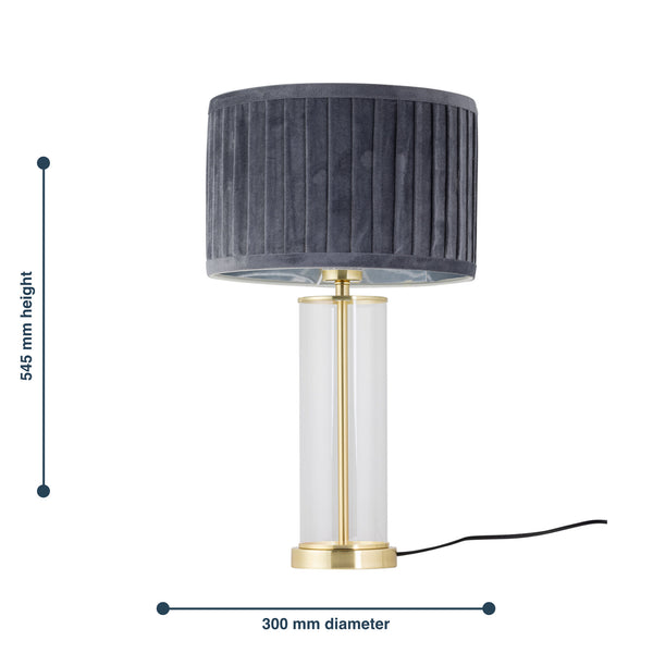 Aura - Satin Brass Table Lamp with Black Pleated Velvet Shade