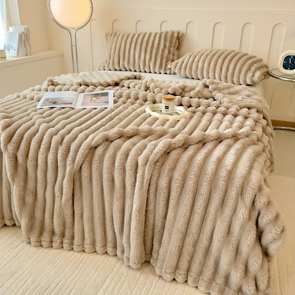 Luxurious Faux Rabbit Fur Throw Blanket