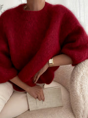 Women's Plush Sweater, High-Quality Alpaca Alpaca Material, Elegant Women's Wear, Essential for Outings, Comfortable and Fitted, Autumn and Winter