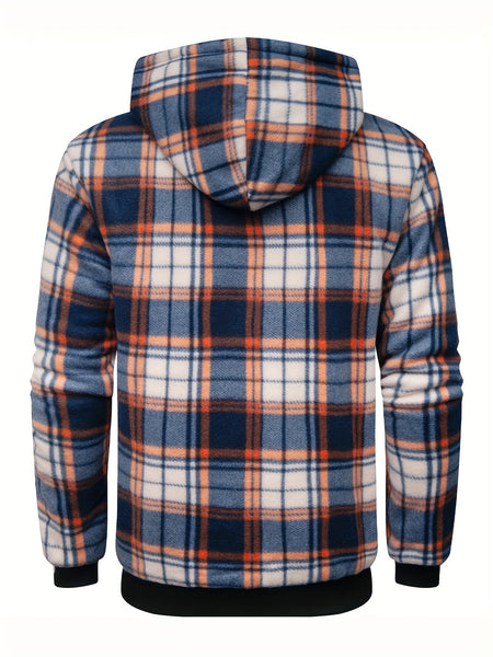 Jacket for Men Heavyweight Fleece Hoodies Thick Sherpa Lined Flannel Plaid Shirt Jacket
