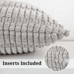 Set of 2 Luxury Corduroy Throw Pillow with Pillow Inserts, 18