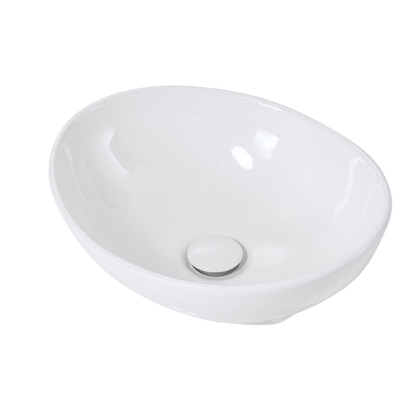 Ceramic Counter Top Sink Hand Washing Basin Modern Bathroom Cloakroom Sink Bowl with Waste Pipe Kits 410*340*140mm