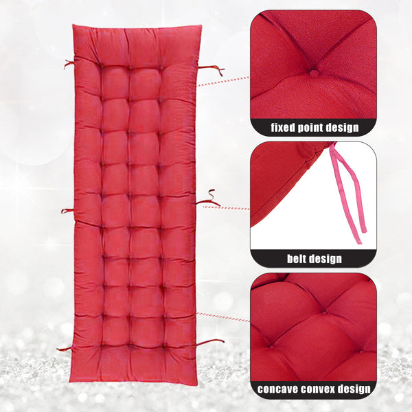Garden Bench Cushion Chair Cushion, Sun Lounger Cushion Pads 160*50*8cm Thick Garden Recliner Chair Replacement Anti-Slip Cushion Sunbed Cushion 2 3 Seater Seat Pad for Porch Swing Patio Lawn Various Colour Options