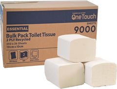 Folded Toilet Paper Bulk Pack 2-Ply White Tissue Sheets Soft Ideal for Dispenser Use Toilet Paper in Commercial Toilets Offices Schools & Public Bathrooms 9000 Sheets