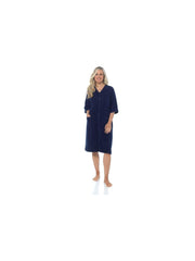 KAV Super Soft 100% Cotton Robe Womens Dresses - Towelling Shower Wrap Gown - Ladies Adjustable Towel Bathrobe for Housecoat, Nightwear, Lounge, Spa Bath with Zipper and Pocket