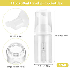 11 Pcs Foam Soap Dispenser Bottles, 30 Ml/1 Oz Foaming Soap Dispenser, Travel Foam Pump Bottles, Portable Soap Foam Dispenser for Lotions Liquid Dish and Hand Soap Dispenser Bathroom Kitchen