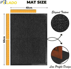 BLADO Washable Door Mats Indoor & Outdoor - Non-Slippery Heavy Duty - Stylish & Large Rubber - Perfect Dust Grabbing Doormats (Anthracite, 40Cm X 60Cm)