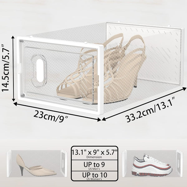 SIMPDIY Shoe Storage, 12 Pack Shoe Organizer for Closet, Shoe Boxes Clear Plastic Stackable Shoe Containers with Lids for Size 10