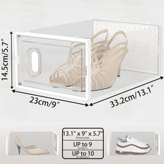 SIMPDIY Shoe Storage, 12 Pack Shoe Organizer for Closet, Shoe Boxes Clear Plastic Stackable Shoe Containers with Lids for Size 10