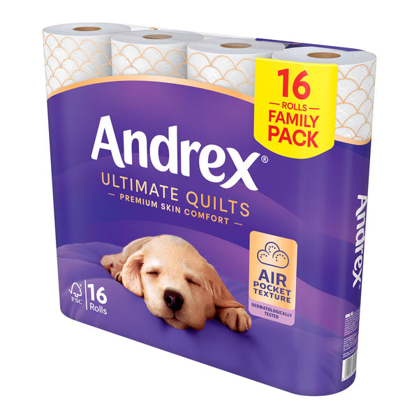 Andrex Ultimate Quilts Toilet Tissue 3 Ply 3 X 16 X 24 Units Standard Roll Packs (Pallet Deal)