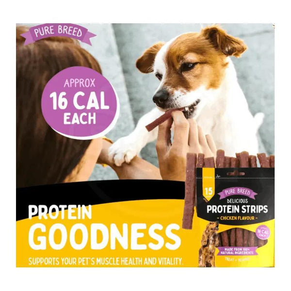 Delicious Protein Strips Chicken Flavour | Chicken Strips for Dogs & Puppies | High Protein Dog Treats | Chewy Training Snacks | Easily Digestible in Resealable Pack