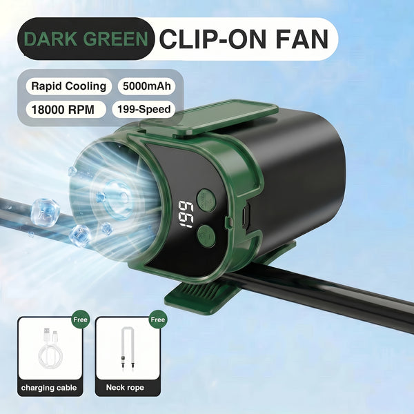 Wearable Belt Fan AI Intelligent Clip On Fan with Strong Wind Power And Silent Operation. Built In LED Flashlight Suitable for Camping, Hiking, And Night Patrols. Designed Specifically for Outdoor Enthusiasts And Night Shift Workers