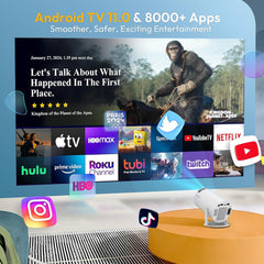 [2025 Upgraded & Android 11.0] Mini Projector Native 720P HD, Supports 4K 1080P, XGODY Gimbal 3 Portable Projector 12000 Lumen, Wifi 6, Bluetooth, Auto Keystone, Video Projector for Home Cinema