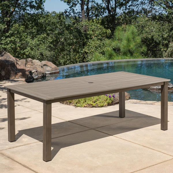 Sunvilla Nichols 7 Piece Sling Dining Patio Set with Faux Wood Table Top + Cover