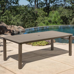 Sunvilla Nichols 7 Piece Sling Dining Patio Set with Faux Wood Table Top + Cover