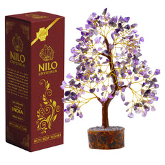 Amethyst Crystal Tree of Life – Natural Crystal Figurines, Crystals and Gemstones Trees Decor for Home Office Desk, Spiritual Feng Shui Ornament, Meditation Reiki Crystal Gift for Women and Men, Living Room Ornament, Gift Box Included with Mini Crystal Gu