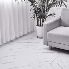 Vinyl Peel and Stick Wood Grain Floor Tile, 61cmx10m Self-Adhesive Vinyl Flooring Roll, Thicken Wear-Resistant Wallpaper Roll for Home Decor Floor & Wall Renovations, Pearl Marble