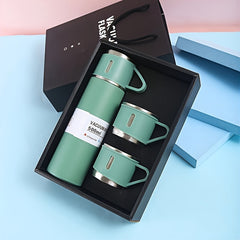 2pcs Set Stainless Steel Vacuum Flask, 500ml/16.9oz Insulated Travel Cup, Reusable & Machine Washable, Multipurpose for Hot/Cold Drinks, Gift Packaging