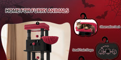 Cat Tree for Indoor Cats, 170cm Large Tall Cat Tower, Multi-Level Cats House with Condo, 8 Scratching Posts, Hammock, 4 Pom Poms