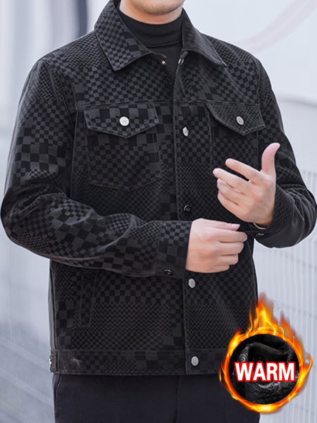 Men's Checkered Jacket with Lapel