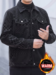 Men's Checkered Jacket with Lapel