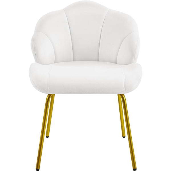 Costoffs Velvet Accent Chair Modern Side Chair Vanity Chair Leisure Chair with Shell-shaped Backrest and Golden Metal Legs, Versatile Use Lounge Chair for Living Room/Bedroom/Home Office/Kitchen, White/Pink