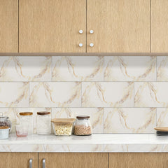 10pcs 3D Marble Wall Tiles Wallpaper, PVC Peel & Stick, Self-Adhesive Wall Stickers Wall Stickers, Golden/Grey Marble Pattern - Home Decoration Wall Stickers, Easy to Clean And Cut, Suitable for Renovation of Bathrooms, Living Rooms, Kitchens, Bedrooms
