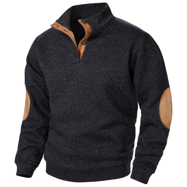 Men'S Long-Sleeve Casual Knit Shirt with a Stand Collar for Autumn And Winter, Suitable for Golf And Camping, Sold in a Set of Three