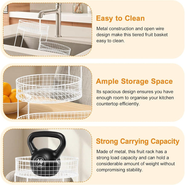 3-Layer Desktop Storage Rack - Iron Fruit Basket & Vegetable Organizer for Kitchen Dining Table, Space Saving Metal Storage Rack