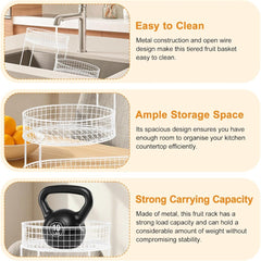 3-Layer Desktop Storage Rack - Iron Fruit Basket & Vegetable Organizer for Kitchen Dining Table, Space Saving Metal Storage Rack