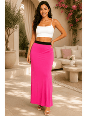 Women'S Full Length Maxi Skirt – High Waist Stretch Long Skirt | Soft Lightweight Casual Skirt | Modest Everyday Wear | Elastic Waist Maxi Skirt for Women