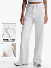 [Petite]KatchMe Women'S Wide Leg Jeans - Mid Rise Relaxed Fit Denim Pants, Soft Stretch Comfortable Trousers for Fall & Winter, Streetwear Casual Bottoms