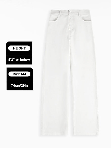 [Petite]KatchMe Women'S Wide Leg Jeans - Mid Rise Relaxed Fit Denim Pants, Soft Stretch Comfortable Trousers for Fall & Winter, Streetwear Casual Bottoms