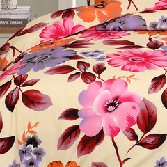 4pcs Printed Duvet Cover Set, Soft Comfortable Multi-design Printed Bedding Set, For Bedroom, Guest Room (1 Fitted sheet + 2 Pillowcases + Without Core) Trendy Design, Soft Fabric, Brushed Material, Lightweight