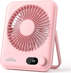 WHATOOK Mini Desk Fan USB: 2000Mah Rechargeable Ultra Quiet 1-100 Speeds Desktop Fans with LED Display, 3-10H Runtime, Child-Safe Grille Cooling Small Portable Table Fan for Home, Office & Travel
