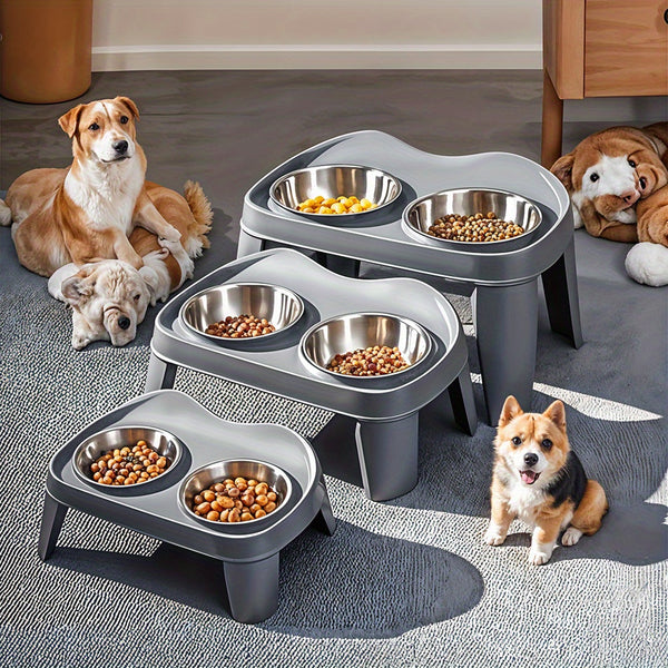 Dog Bowls with Stand, Adjustable Raised Dog Bowl for Large Dogs, Dog Feeding Station with 2 Stainless Steel Dog Bowls, Non-Slip elevated dog bowls