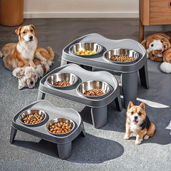 Dog Bowls with Stand, Adjustable Raised Dog Bowl for Large Dogs, Dog Feeding Station with 2 Stainless Steel Dog Bowls, Non-Slip elevated dog bowls