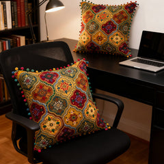 18x18 Inch Reversible Turkish Pattern Pillows (Set of 2 with Inserts) - Romantic Turkey Boho Floral Double Sided Design, Premium Polyester Cover & Fill, Decorative Accent Pillows for Sofa, Chair, Bedroom