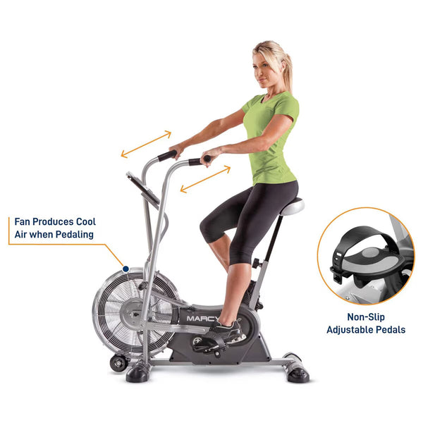 Marcy AIR-1 Deluxe Dual Action Fan Bike with Free Mat