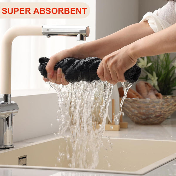Pack of 10 & 5 Terry Toweling 100% Cotton Dish Cloths Catering Bar Towel Super Absorbent Lint Free Quick Dry Heavy Duty Soft Kitchen Tea Towels Dishcloths for Washing Up Scrubbing Machine Washable Extra Large 70 X 40 Cm (Black/ Blue/red Multicolor Check P