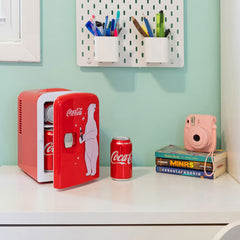 Coca Cola 4L Mini Fridge Polar Bear 6 Can 12V Portable Cooler / Warmer in Skincare Red