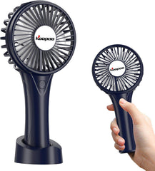 KOOPAO Handheld Mini Fan Rechargeable 2500mAh | Portable USB Desk Fan with 3 Speeds | Quiet Personal Fan with Stand & Phone Holder for Home Office Travel