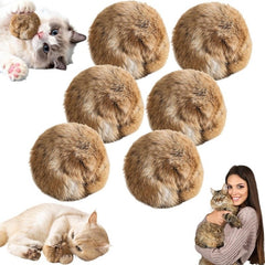 Rabbit Fur Ball Cat Toy Soft Fluffy Pom Pom Kitten Toy Balls for Chewing Playing
