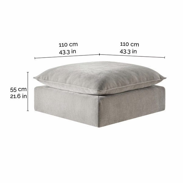 Aiden & Ivy Sereen Beige Fabric Ottoman